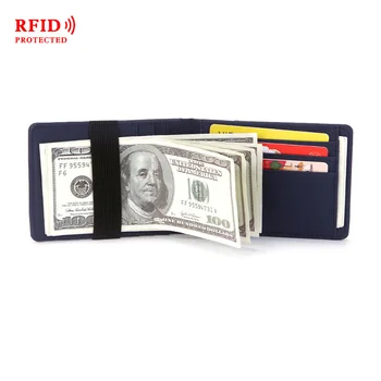 גברים אופנה הארנק RFID לחצות פס PU כרטיס קליפ קוריאני גרסה יצירתית אלסטי לחגורה דולר קליפ נייד גברים של ארנק