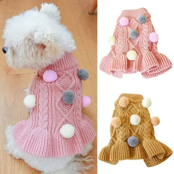 כלבים שמלת סוודר בחורף בגדים לחיות מחמד עבור כלבים קטנים חמים הכדור סוודרים חצאית מעיל גור כלב בגדים טדי, צ ' יוואווה בגדים