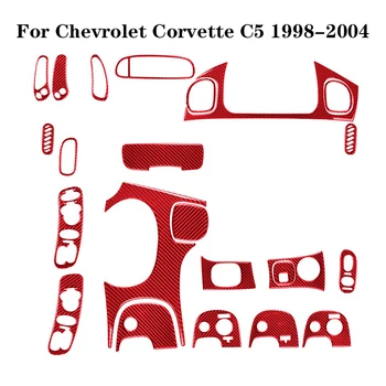 עבור שברולט קורבט C5 1998 1999 2000 2001 2002 2003 2004 הרכב סיבי פחמן אדום מדבקות רכב פנים אביזרים דקורטיביים
