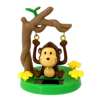 אנרגית שמש קוף רוקד חיה מתנדנד אנימציה תליון קישוט חמוד מצחיק הפנים המכונית קישוטים קוף מתנדנד בננה