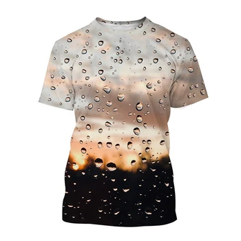 הקיץ טיפת גשם דפוס הדפסת 3D T-shirt נשים חולצות אופנת רחוב מנופחים Y2k Harajuku ספורט חולצות Tees אישה ילדה בגדים