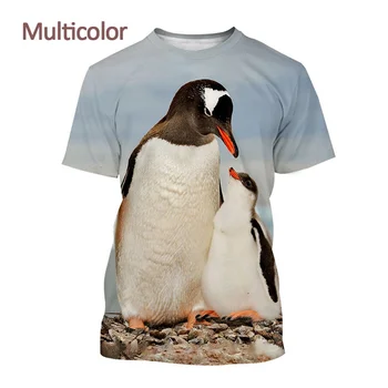 חדש חם מכירת אופנה עיצוב מגניב 3D מודפס פינגווין חולצה קיץ, שרוול קצר אופנת רחוב טי-שירט