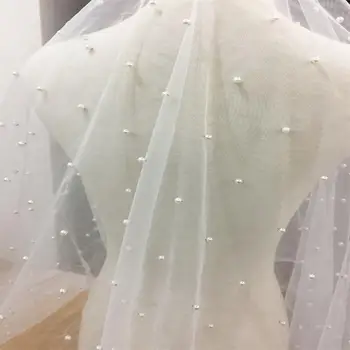רך פרל מסמר חרוז רשת שמלת החתונה כיסוי הראש השמלה חלון מסך בד DIY רשת רך לבן בד כותנה