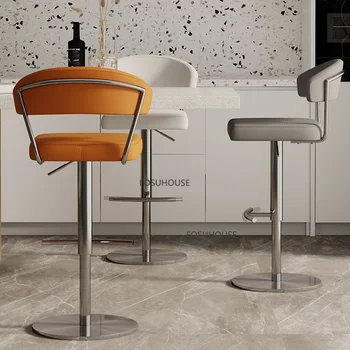 מודרני עור מלאכותי בר-כסאות מטבח ריהוט כיסאות הבר משענת גב פנאי אור יוקרה הרף גבוה הספסל הכיסא