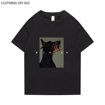 צוואר עגול חולצת 2023 אופנה כותנה כלב מצויר הדפס שרוול קצר Tees גברים באיכות גבוהה מזדמנים צמרות בגדים יוניסקס