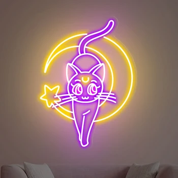 חתול חמוד LED שלט ניאון מותאם אישית מקורה Kawaii תלייה על קיר אורות ליל המשחק חדר השינה עיצוב הבית שלטי ניאון מותאם אישית מתנה