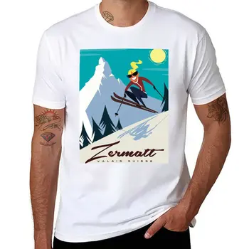 צרמט (zermatt) סקי פוסטר חולצה אנימה חולצה ייבוש מהיר חולצה נשגב חולצה mens גרפי חולצות
