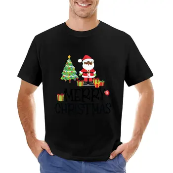 חג המולד שמח סנטה שחור אפרו-אמריקאי חג המולד חולצת טי מקסימום גרפיקה חולצת גברים חולצה