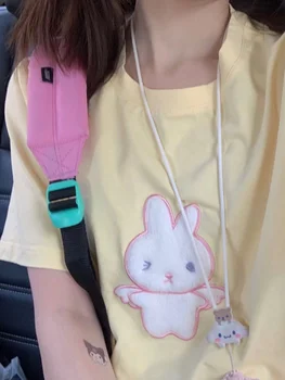 Kawaii חולצת טי נשים אופנה 2023 ארנב חמוד מקסימום נשים כותנה חולצת מזדמן חופשי גרפי חולצות Y2k אופנת רחוב