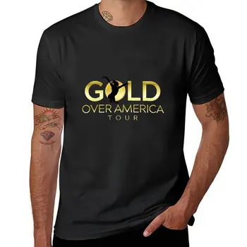 זהב חדש על אמריקה סיור חולצה בתוספת גודל צמרות מנופחים חולצת וינטאג', בגדים אסתטי בגדים mens חולצות כותנה