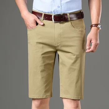 בקיץ אנשים חדשים של 97% כותנה למתוח מזדמנים מכנסיים קצרים עסקי אופנה רגיל מתאים מוצק צבע מכנסיים קצרים זכר מותג חאקי אפור