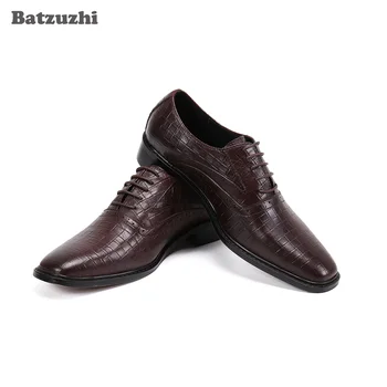 Batzuzhi רשמית מעור נעלי גברים שרוכים חומים עסקי עור נעלי גבר נעלי אוקספורד Zapatos Hombre, גדול מידות 6-12