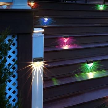 לבן חם RGB LED סולארית שלב המנורה פטיו מדרגות אור עמיד למים קישוט הגן מרפסת חיצונית אורות מסלול האור על הגדר.