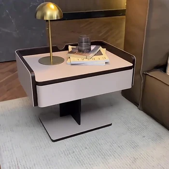 מודרני השולחן שליד המיטה בחדר השינה, שולחן מתכת קטן מלבן ספרים עצלן צף השידה מינימליסטי פטיט Meuble במגירת חדר השינה