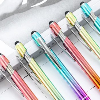 1 יח ' צבע אלומיניום רוד עט מתכת לחץ עט כדורי יצירתי מתנות מסך מגע קיבוליים