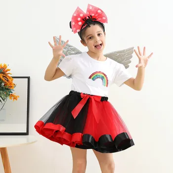 ילדים בנות בלט חצאיות מסיבת תחפושות קשת טול ריקוד חצאית עם אגף להתלבש להגדיר עבור ילדות קטנות החצאית הארוכה לילדים