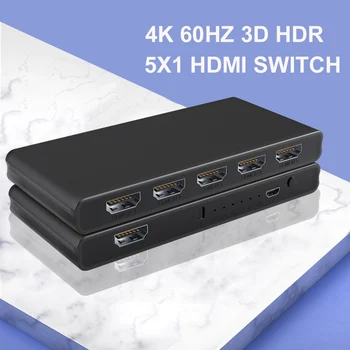 4K 60Hz HDMI Splitter 1x2 5x1 HDMI Switch 3x1 4x1 Switcher מתאם ממיר וידאו עבור Mi Box-Xbox PS5 PS4 המחשב הנייד כדי לפקח על