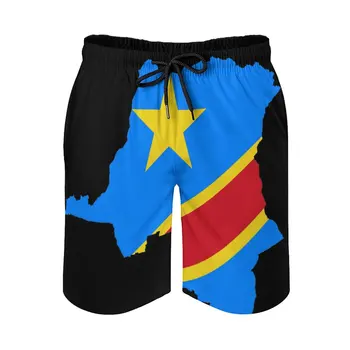 אנימה גברים קצרים חוף הדגל מפת הרפובליקה הדמוקרטית של קונגו חופשי למתוח סיבתי חידוש הוואי מכנסי ספורט Adjus