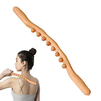 Guasha מקל עץ Trigger Point לעיסוי כלי 8 או 10 חרוזי עיסוי רולר מקל על הגב, הצוואר, הרגליים הידיים, הכתפיים הקלה שריר