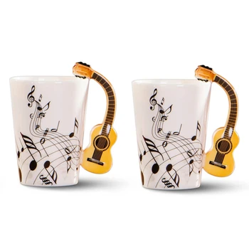 2X יצירתי חידוש גיטרה להתמודד עם קרמיקה חופשי גביע ספקטרום קפה חלב כוס תה ספל ייחודי מוזיקלי מתנה גביע