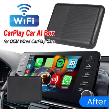 2023-האלחוטי החדש CarPlay דיבורית חכם AI תיבת WIFI-5Ghz Plug and Play מתאם אלחוטי OTA שדרוג עבור OEM קווי CarPlay