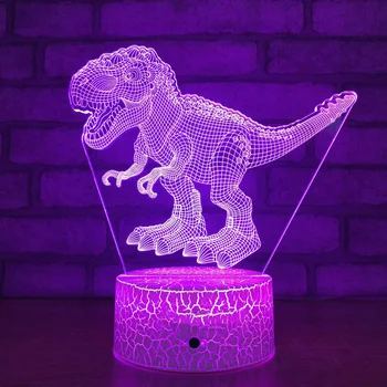 חיה דינוזאור מודל 3D מנורת לילה LED 16 צבעים תאורה משתנים, דינוזאור הצעצוע השינה דקורטיביים צעצועים לילדים יום הולדת