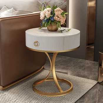 לבן מרפסת שולחן עגול מודרני השולחן מתכת יוקרה שקוף שולחן נמוך קומה פינה משתנה יהירות Mesas דה בג רהיטים