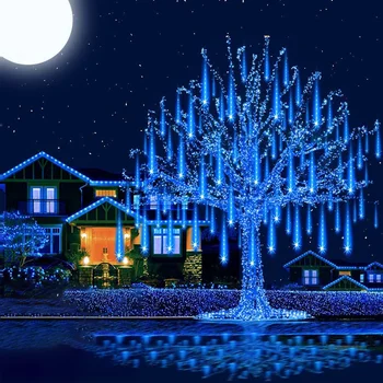 8 צינורות סולארית LED מטאורים אורות עיצוב הבית פיות אורות מחרוזת עבור מסיבת חג המולד גן קישוטי חג שמח חדשים