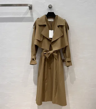 שני חלקי החגורה ארוך מעיל גשם, המותניים מתכווננת עיצוב, גבוהה, רזה, בסגנון קלאסי אווירה
