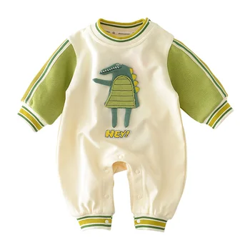 סתיו היילוד סרבל קריקטורה דינוזאור ארוך שרוולים Rompers עבור ילד ילדה תלבושת מזדמנת בגדי תינוק תינוק תינוק אוברול 0-2Y
