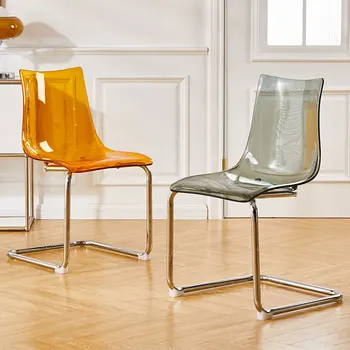 המבטא מרפסת כיסא האוכל הנורדי גן שקוף כסאות מטבח אקרילי ארגונומי Sillas Cocina ריהוט גן LJ50DC