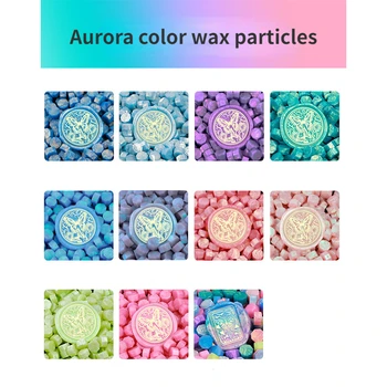 500 גרם אורורה צבעוניים, חותמות שעווה מתומן שעווה חלקיקים מעורב צבע Pearlescent שקוף חותמות שעווה