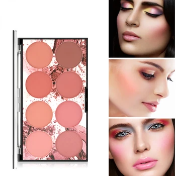 8 ColorsBlush צבעים איפור הפנים פיגמנט מינרלים הצבעים אבקת איפור מקצועי איפור סומק מתאר צל+מברשת