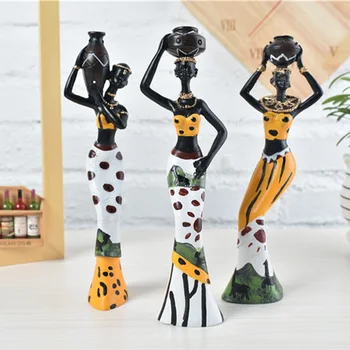 3 יח ' אפריקה דמות האישה פסל פסל אישה אפריקאית קישוט להבין את שולחן העבודה קישוטים שרף מלאכות מתנה