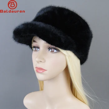 2023 שווא אופנתי מותג הקסדות מלאכותי כובעי פרווה מינק כובעים עבור נשים חם, החורף הרוסי כובע מפואר שווא חורפן פרווה קאפ