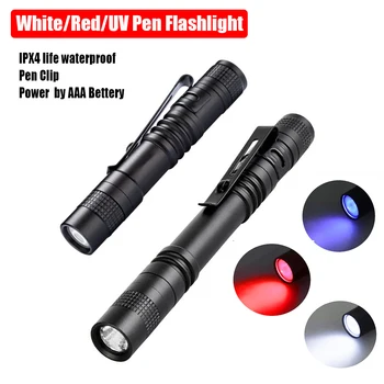 מיני נייד כף יד LED עט אור לבן/אדום/סגול אור הפנס שיניים אחות קליפ הכיס לפיד כוח על ידי סוללת AAA