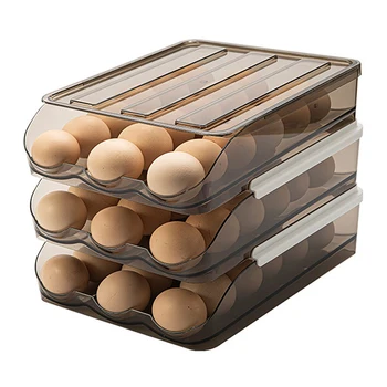השכבה 3 ביצים קופסא לאחסון במגירה-סוג של פלסטיק שקוף מקרר אחסון במטבח ארגונית בעל הבית אספקה