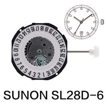SL28-6 קוורץ תנועה Sunon SL28 תנועה סין החלפת שלוש ידיים תאריך לוח שנה שעון תיקון אביזרים