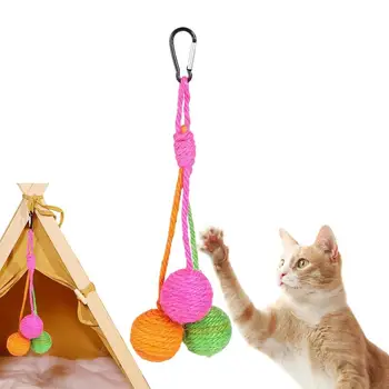 חתול מגרד הכדור חתלתול צעצוע סיסל כדור לעיסה אינטראקטיבי חתול סיסל החבל כדור צעצוע חתול סיסל הכדור מקורה גדולה קטנים