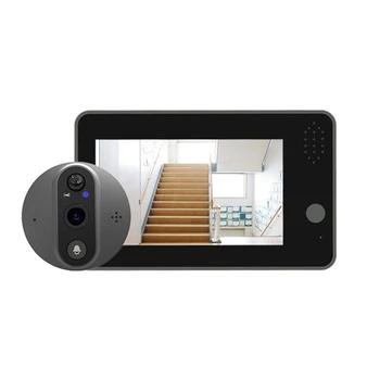 Tuya חכם 1080P Wifi פעמון לדלת עינית מצלמה הצופה פלסטיק+מתכת Tuya חכם פעמון לדלת 4.3 ב FHD וידאו פעמון