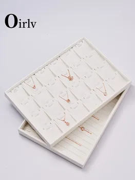 Oirlv פרמיה עור לבן רב-תכליתי מגש תכשיטים תכשיטים במגירה ארגונית מגשים טבעות עגילים אחסון תצוגת אביזרים
