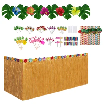נושא החוף קישוטים למסיבה תכשיטים בסגנון הוואי שולחן חצאית הוואי נושאים נייר הוואי מטריות Decors