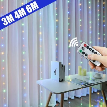 6M זר LED אור וילון מחרוזת USB עם שליטה מרחוק על הבית בחדר השינה החתונה חג מולד קישוט קיר חלון