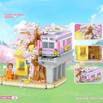 יפנית פאב ו פריחת הדובדבן בעונה דגם הרכבה צעצוע לילדים Mini Street View אבני הבניין יצירתי קישוט מתנה