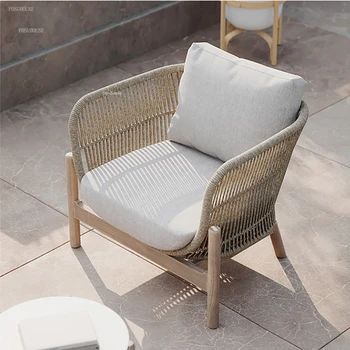 מודרני מינימליסטי וילה חצר כסאות החוף ריהוט גן האירופי מרפסת נצרים כיסאות חיצוני מעצב יחיד, כורסה