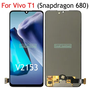 מקורי AMOLED שחור 6.44 מסך עבור Vivo T1 ( Snapdragon 680 ) V2153 תצוגת LCD מסך מגע דיגיטלית הרכבה החלפה