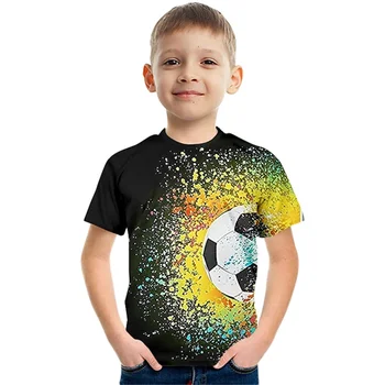 ילדים אופנה כדורגל 3D הדפסה חולצת כדורגל ילד ילדה מזדמן טי העשרה לילדים בגדים מגניבים לכל היותר מצחיק