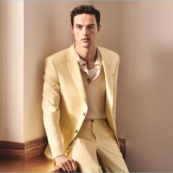 חליפות אלגנטיות לגברים אופנה דש שני כפתורים בלייזר High-end טוקסידו לעסקים חתונה רשמית 2 חתיכה מזדמנת רזה