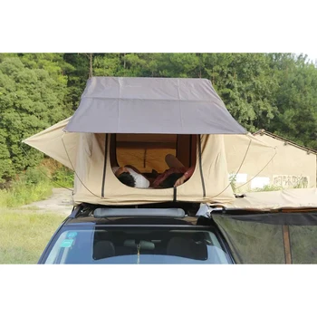 4x4 גג המכונית מהכביש קמפינג אוהל עם 280 גרם פוליאסטר-כותנה ירוק, בז ' צבע גג האוהל.