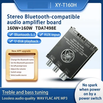 160Wx2 TDA7498E Bluetooth 5.0 סטריאו בס טרבל התאמת אודיו מגבר כוח דירקטוריון ערוץ כפול כיור חום T160H